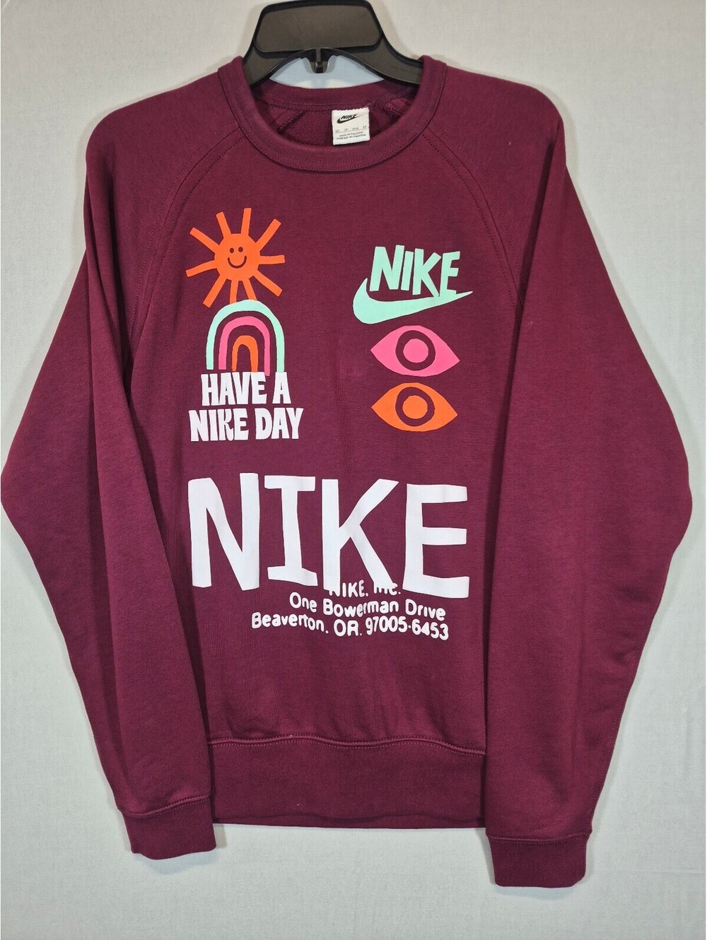 Nike Have A Nike Day Sweatshirt Women’s XS Burgundy Graphic Crewneck Retro